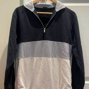 Brandy Melville Gray & Blue Colorblock Quarter Zip Sweater